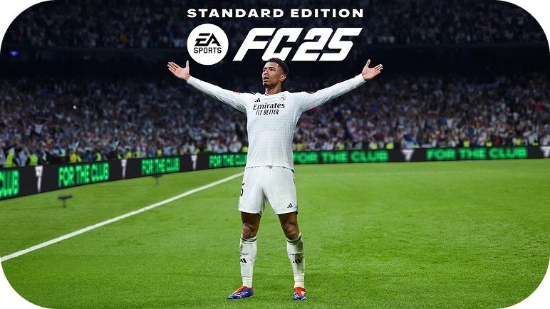 Baner EA Sports FC 25 Starter Edition z piłkarzem celebrującym na stadionie.